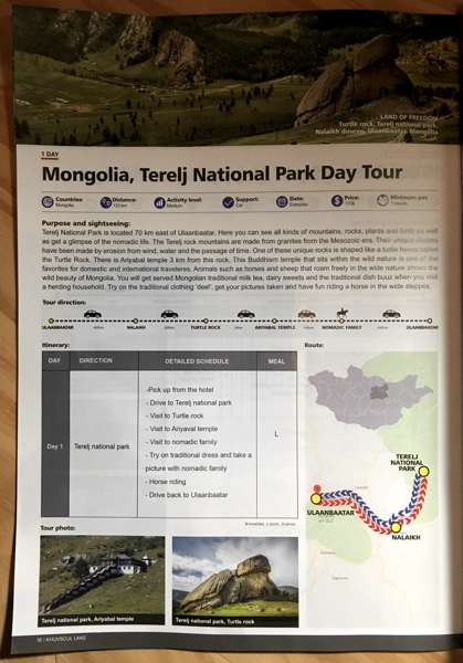 My day tour itinerary