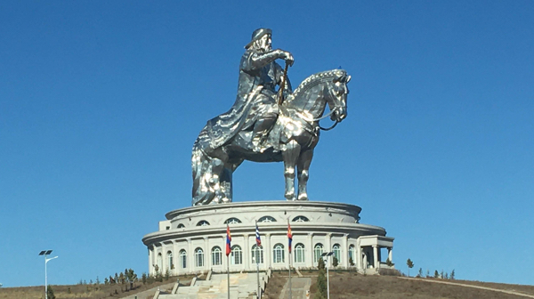 Genghis Khan Equestrian Statue, gleaming in the morning sun