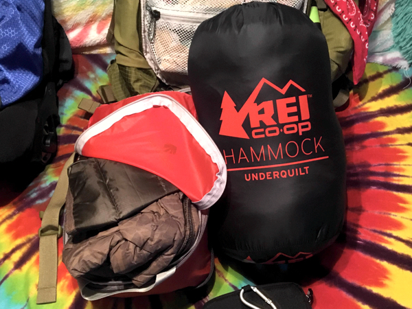 Puffy jacket in a travel compression bag and my hammock quilt