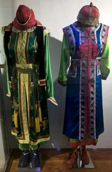 Costumes on display at the Mongolian Theatre Museum