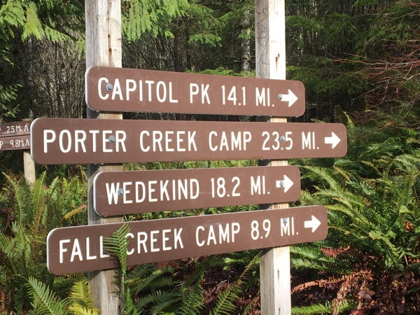 Signpost on the Mima Falls trail system